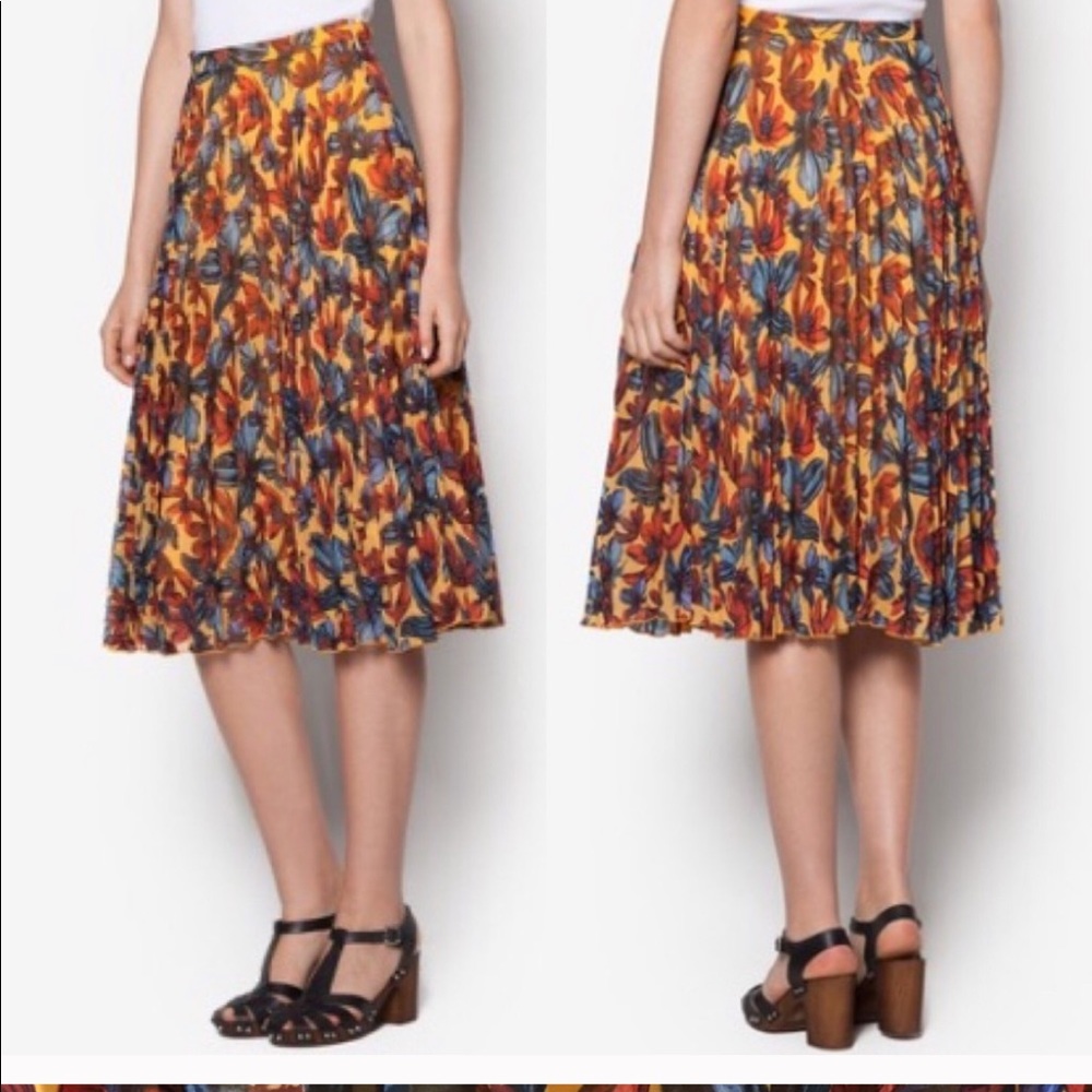 Topshop floral printed pleated midi skirt US 4.